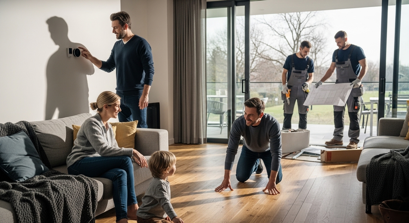 underfloor heating, family home, modern comfort
